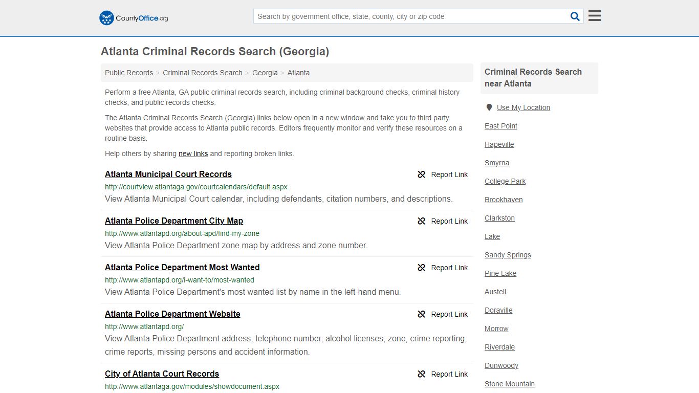 Atlanta Criminal Records Search (Georgia) - County Office
